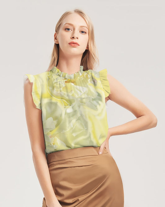 Yellow Peony Women's Ruffle Sleeve Top