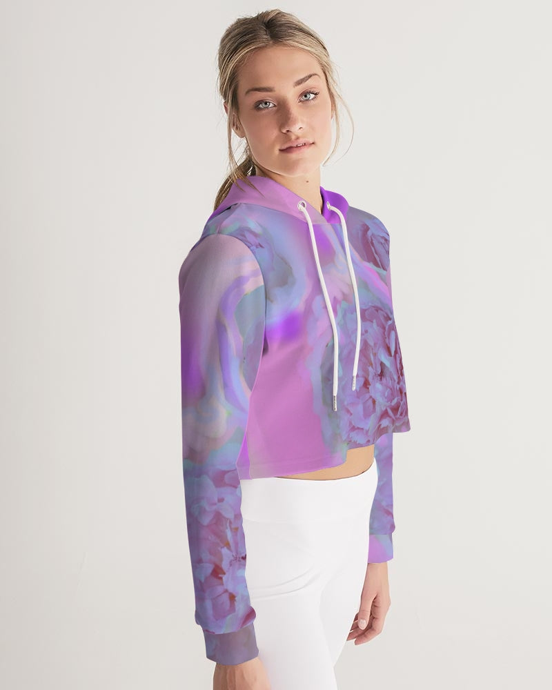 Peony Floral Women's All-Over Print Cropped Hoodie