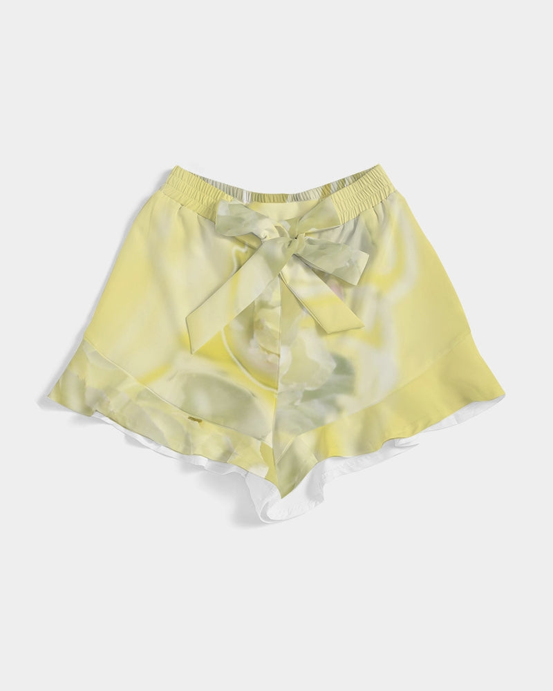 Yellow Peony Women's Ruffle Shorts