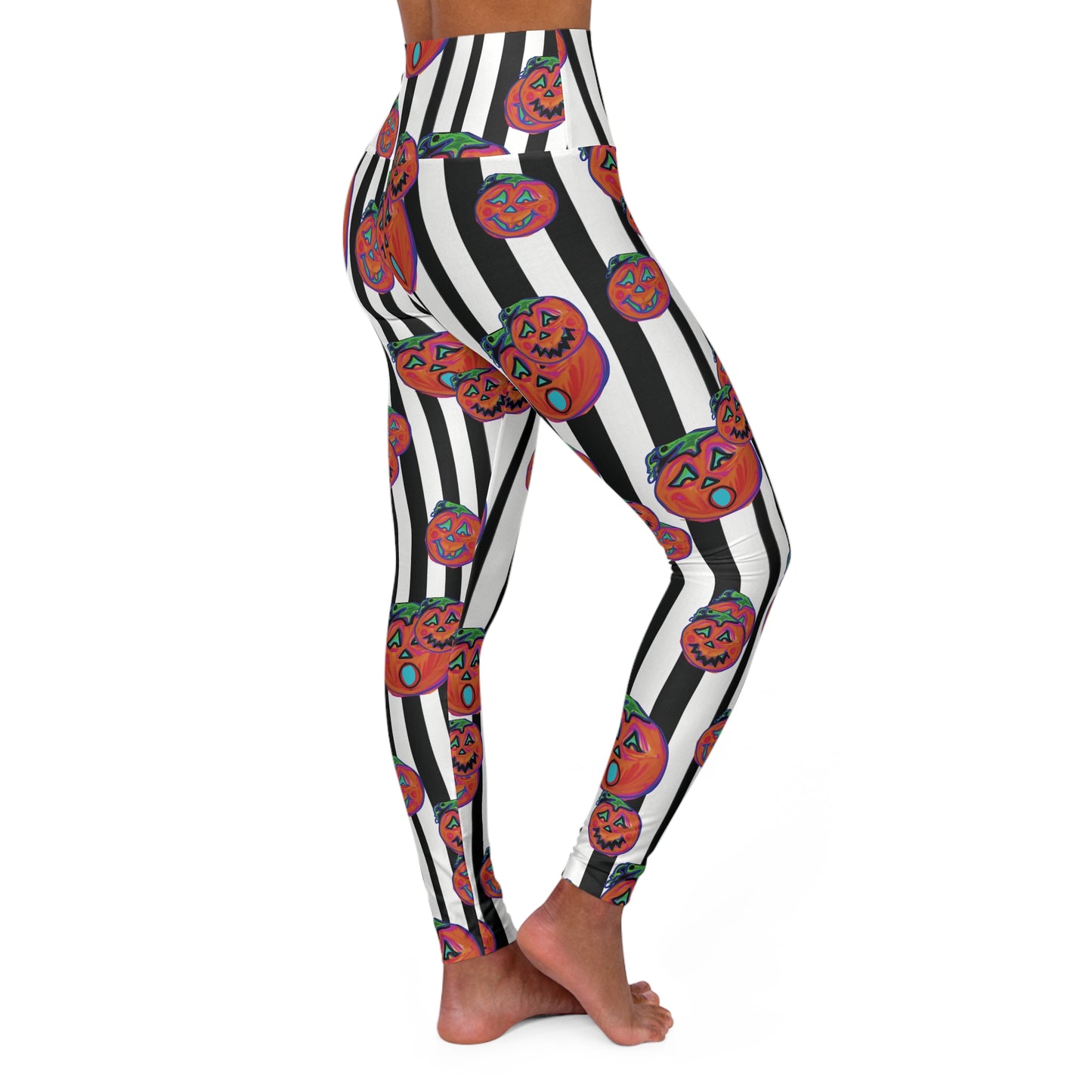 Fun Pumpkin Print High Waisted Yoga Leggings for Active Lifestyle