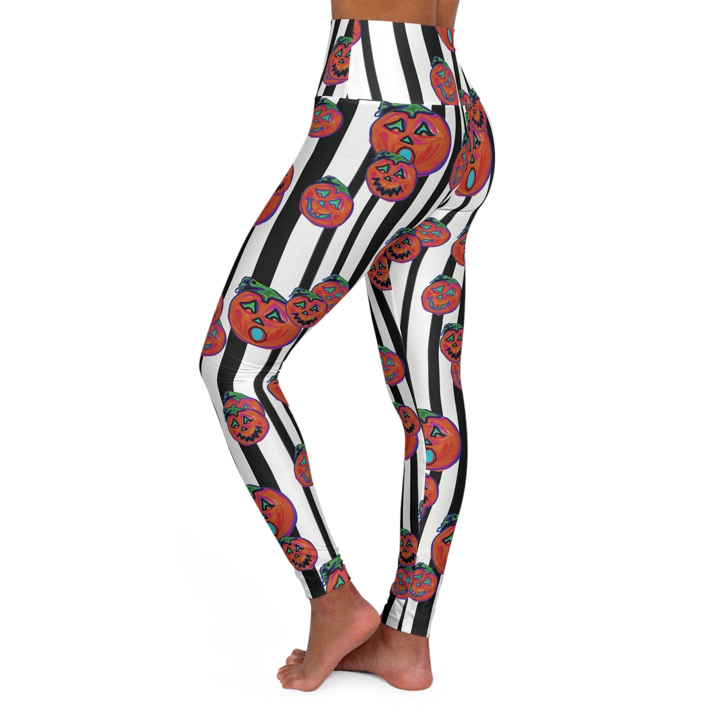 Fun Pumpkin Print High Waisted Yoga Leggings for Active Lifestyle