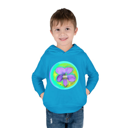 Toddler Floral Fleece Hoodie - Vibrant Purple Blossom Design