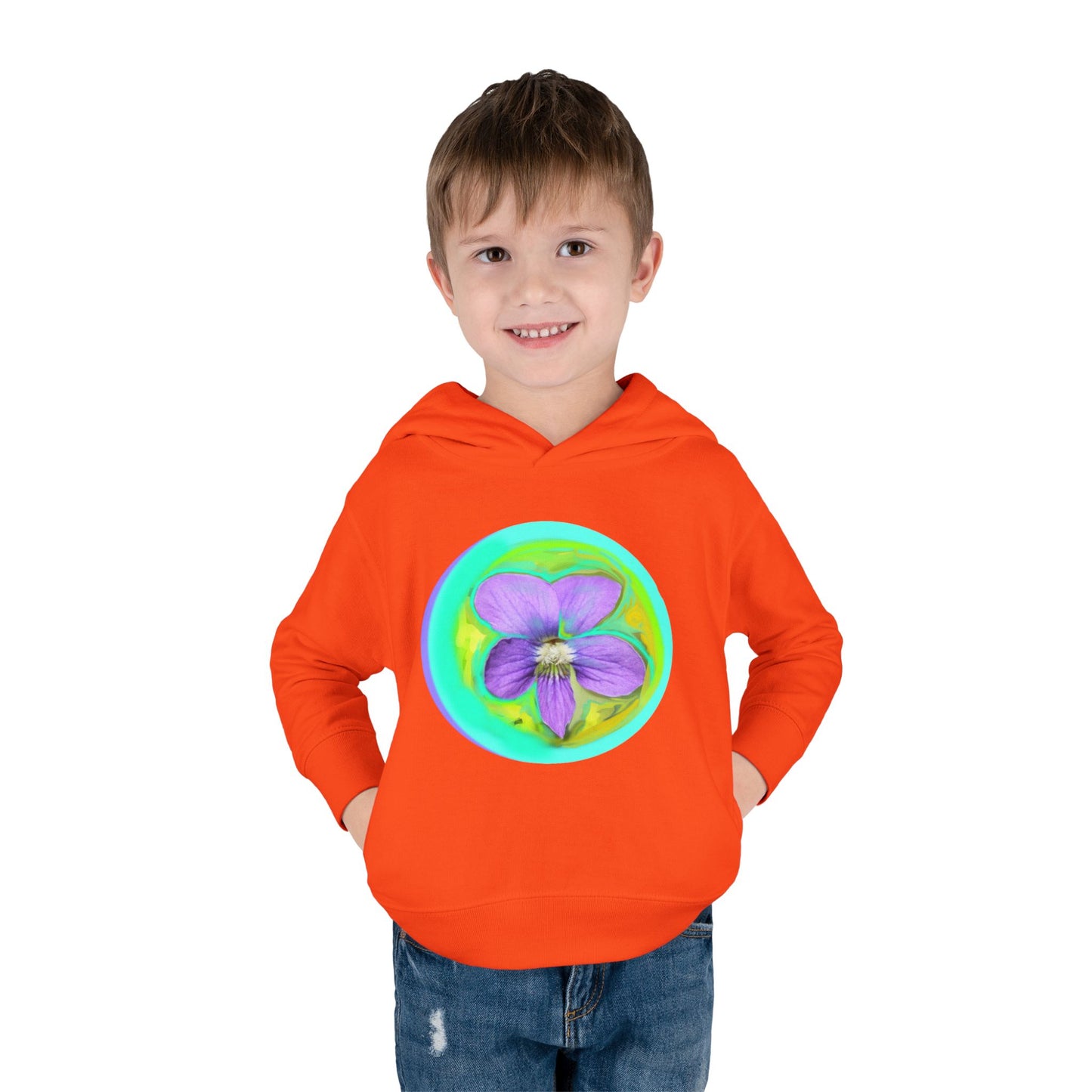 Toddler Floral Fleece Hoodie - Vibrant Purple Blossom Design