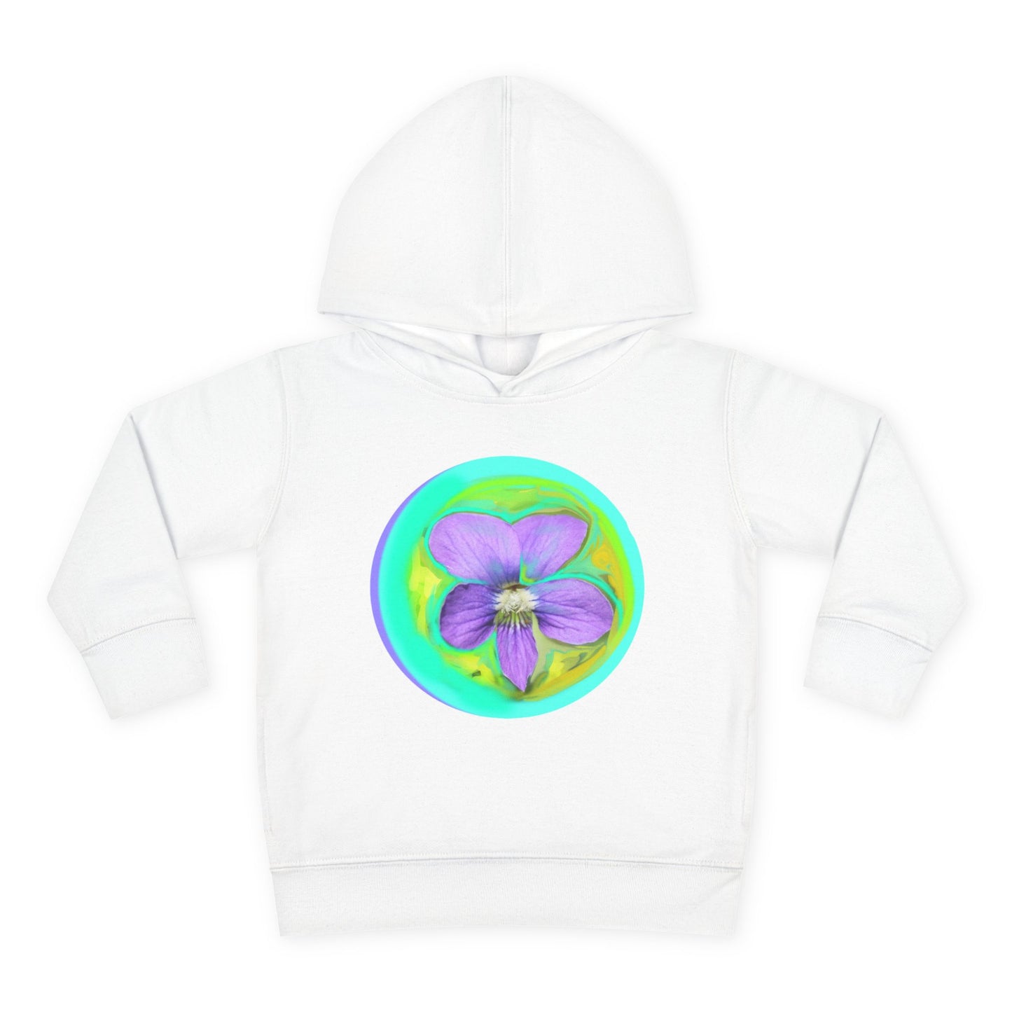 Toddler Floral Fleece Hoodie - Vibrant Purple Blossom Design