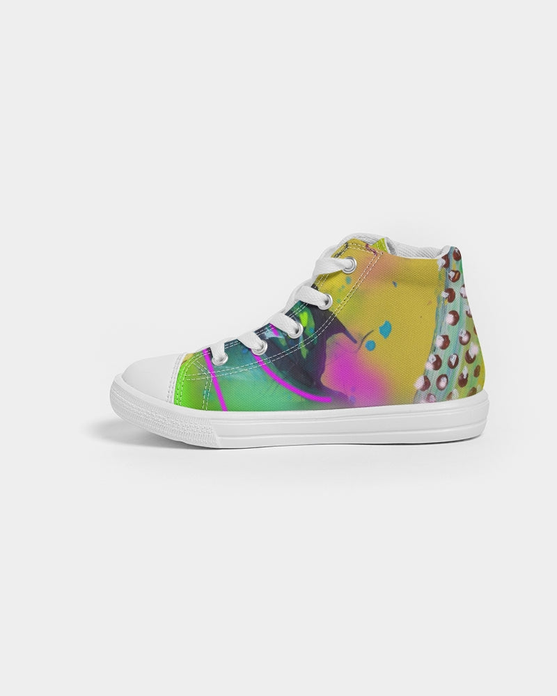 Abstract Yellow Kids Hightop Canvas Shoe