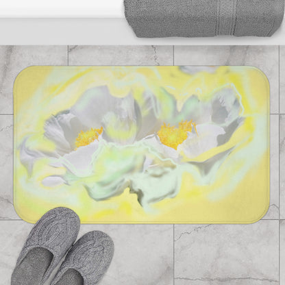 Elegant Floral Bath Mat - Soft Yellow Bloom Design for Home Decor