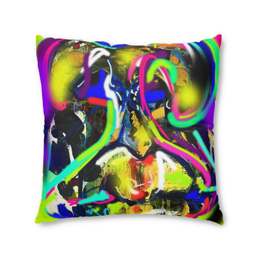 Vibrant Abstract Tufted Floor Pillow for Colorful Decor