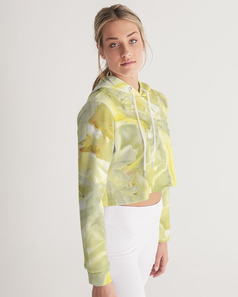 Yellow Peony Women's Cropped Hoodie