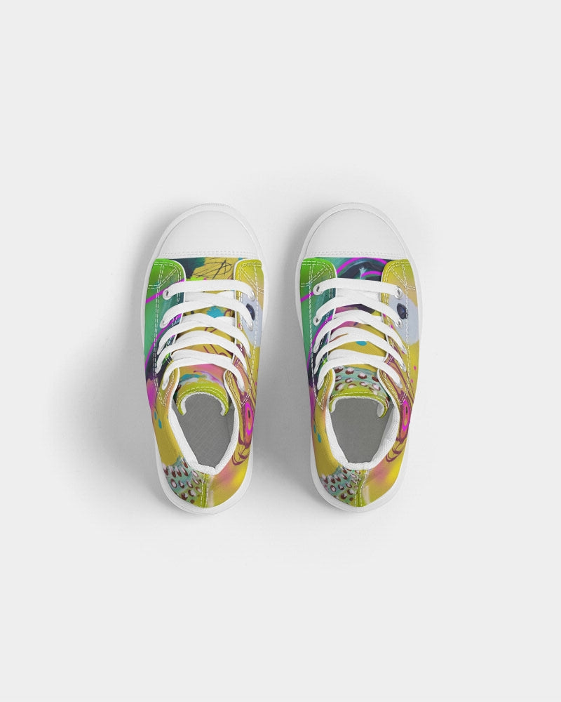 Abstract Yellow Kids Hightop Canvas Shoe