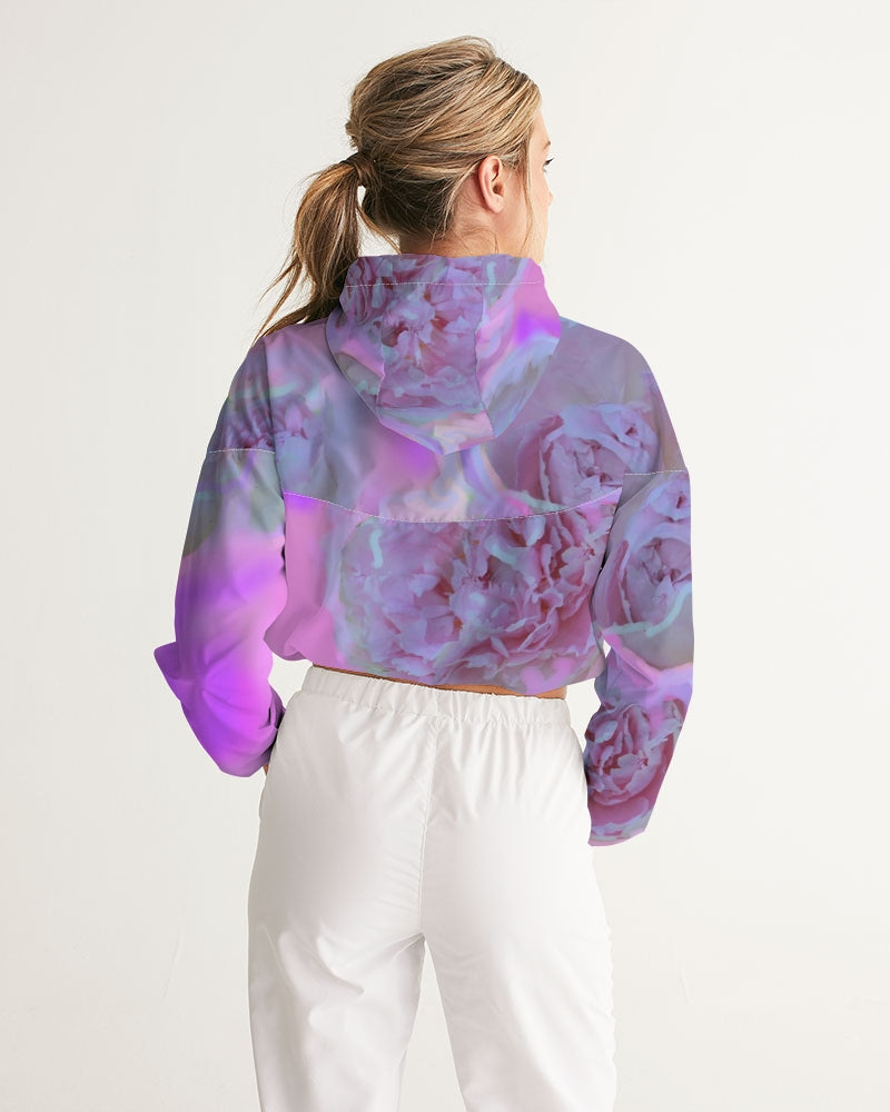 Peony Floral Women's Cropped Windbreaker