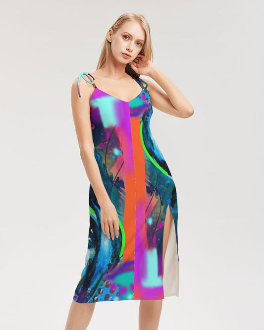 Eye Abstraction Women’s Tie Strap Split Dress