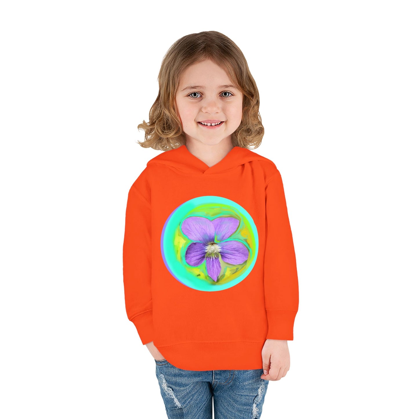 Toddler Floral Fleece Hoodie - Vibrant Purple Blossom Design