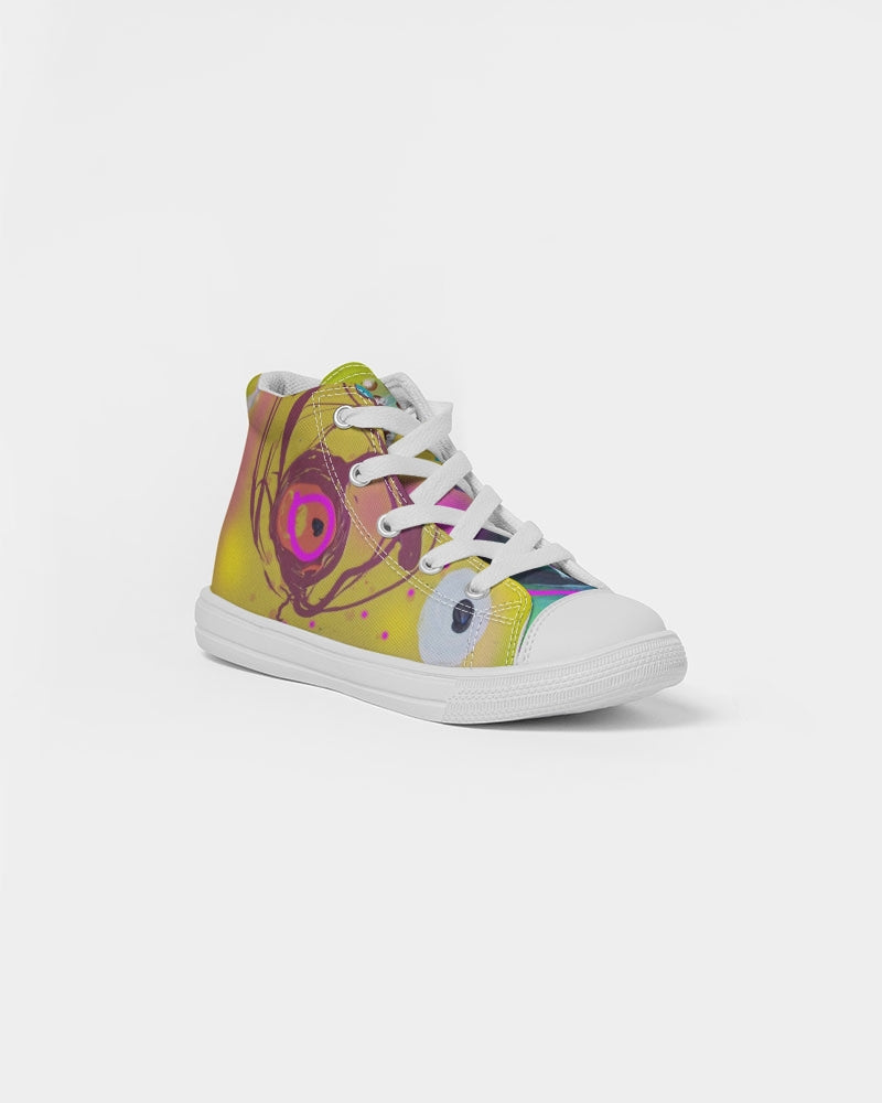 Abstract Yellow Kids Hightop Canvas Shoe