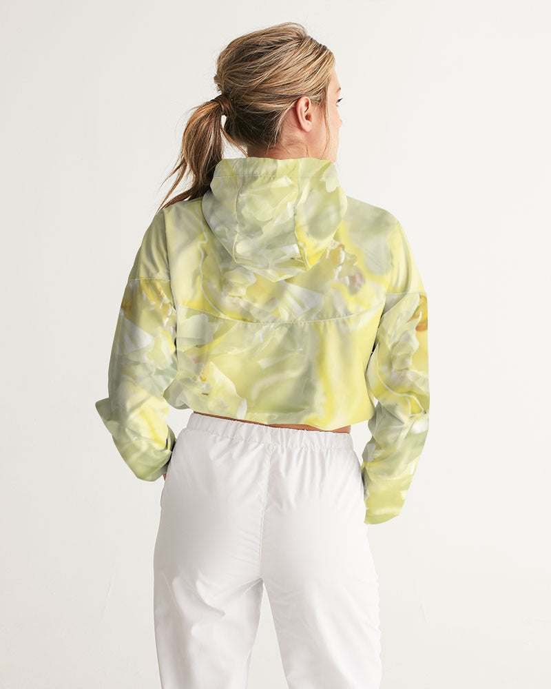 Yellow Peony Women's Cropped Windbreaker