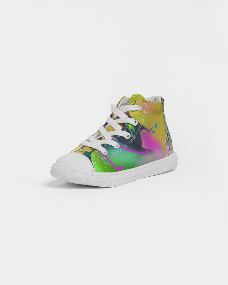 Abstract Yellow Kids Hightop Canvas Shoe