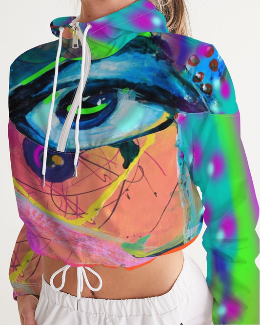 Eye Abstraction Women's Cropped Windbreaker