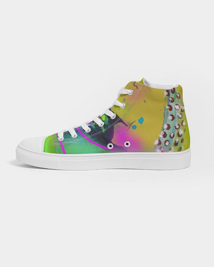 Abstract Yellow Men's Hightop Canvas Shoe