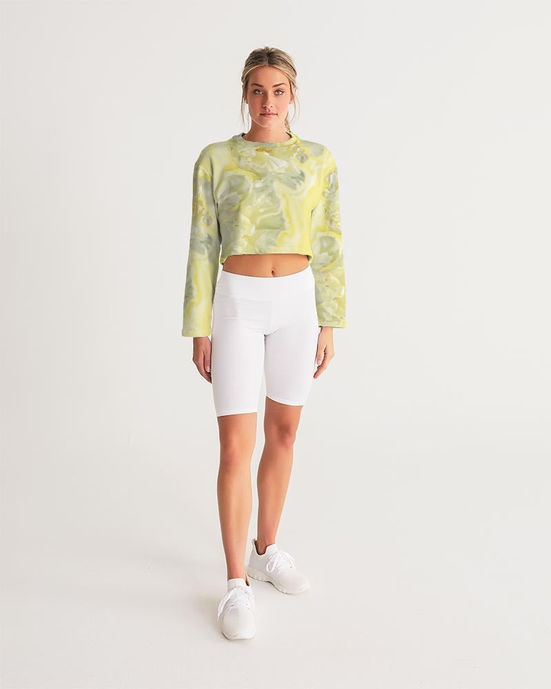 Yellow Peony Women's Cropped Sweatshirt