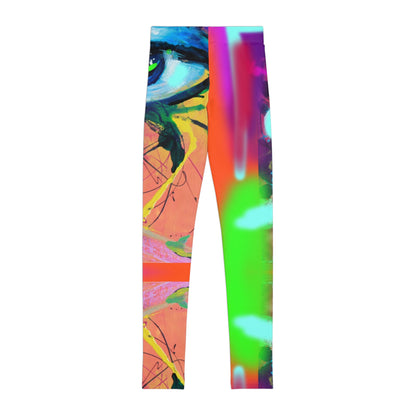 Vibrant Youth Leggings with Abstract Art - Colorful Fitness Apparel