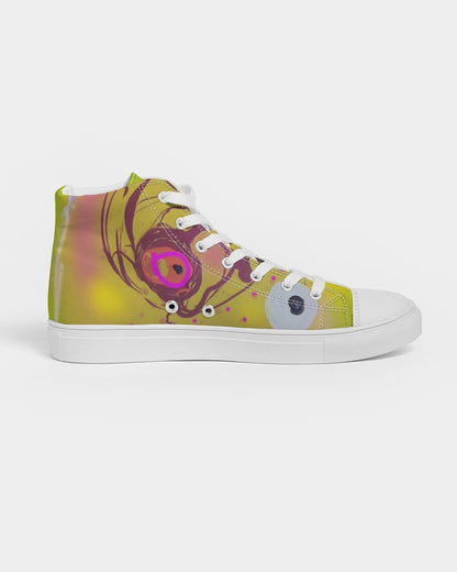 Abstract Yellow Men's Hightop Canvas Shoe