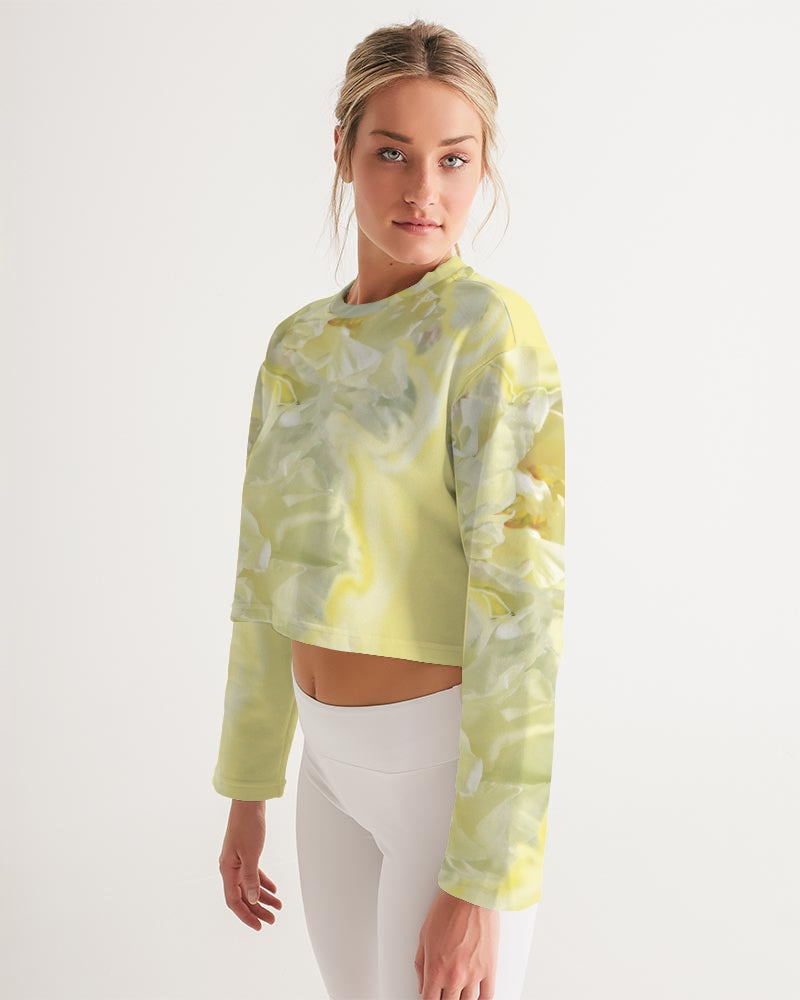 Yellow Peony Women's Cropped Sweatshirt