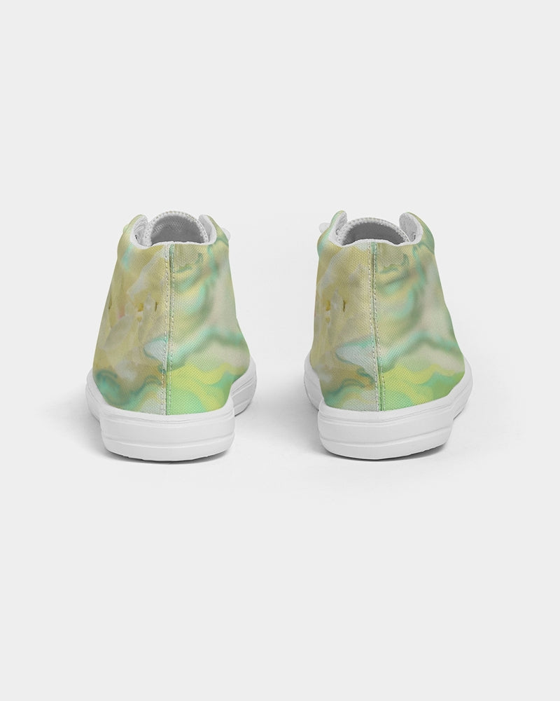 Green Peonies Kids Hightop Canvas Shoe