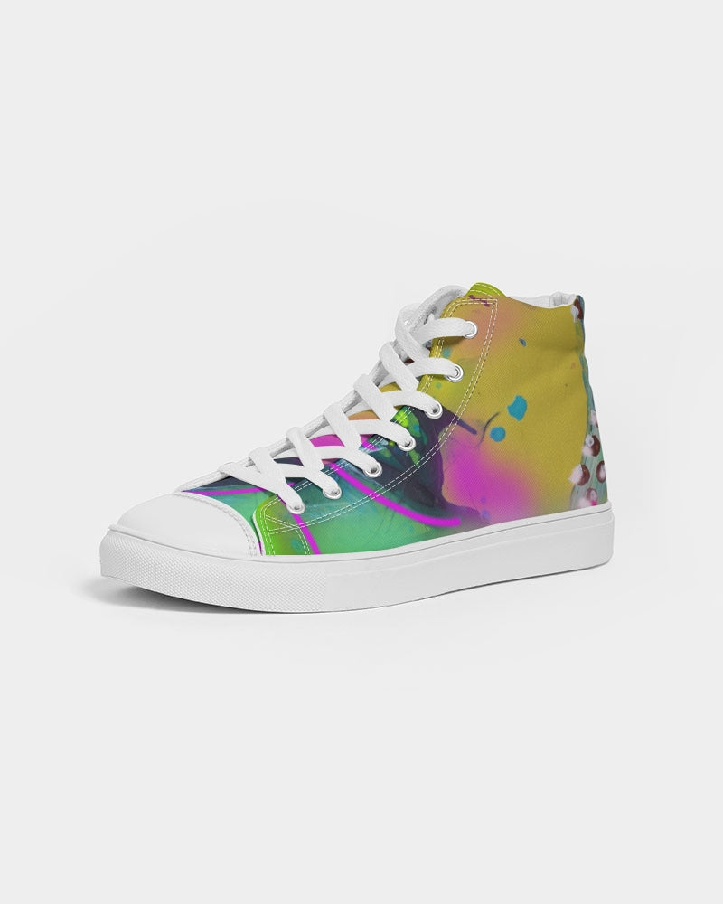 Abstract Yellow Women's Hightop Canvas Shoe