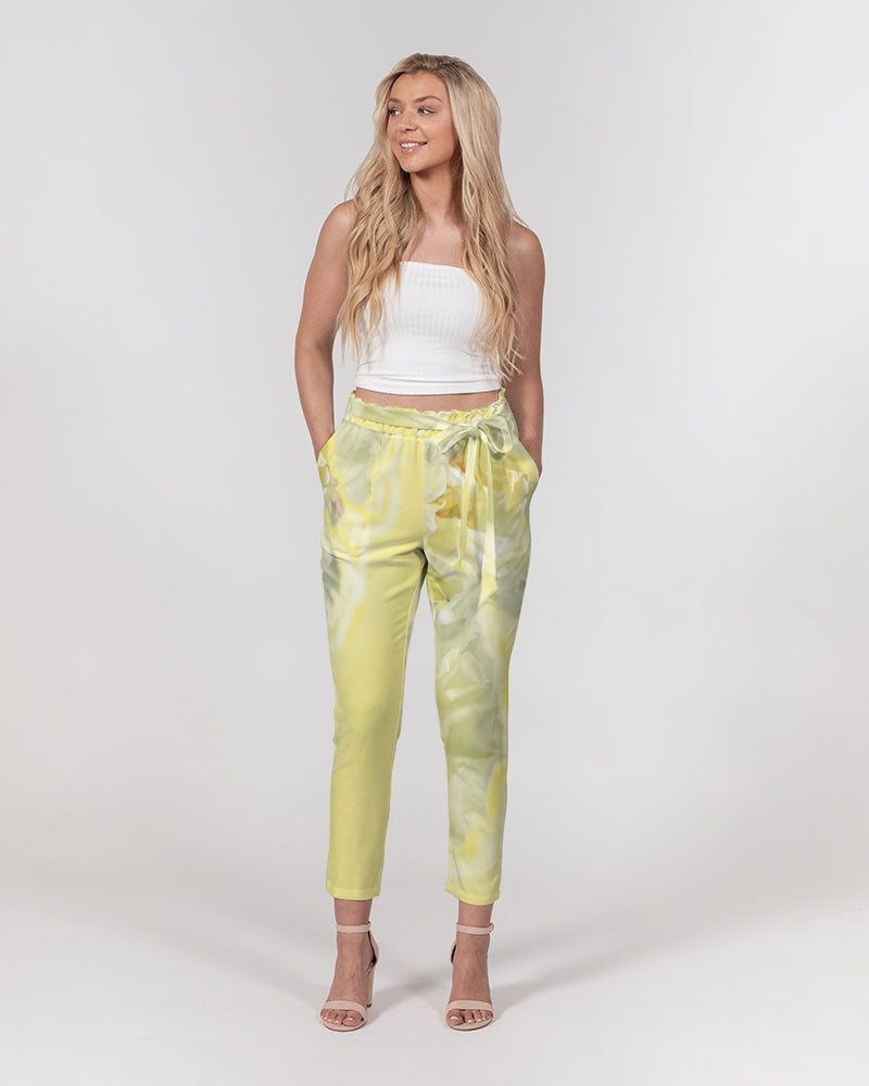 Yellow Peony Women's  Belted Tapered Pants