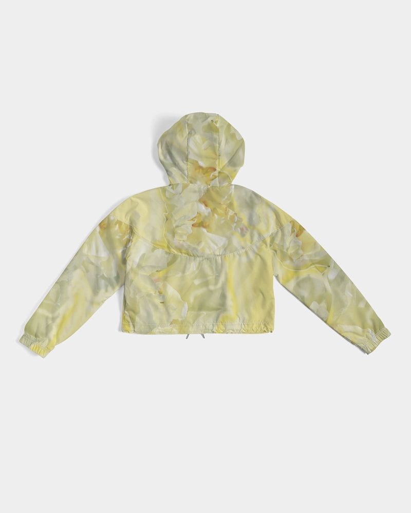 Yellow Peony Women's Cropped Windbreaker