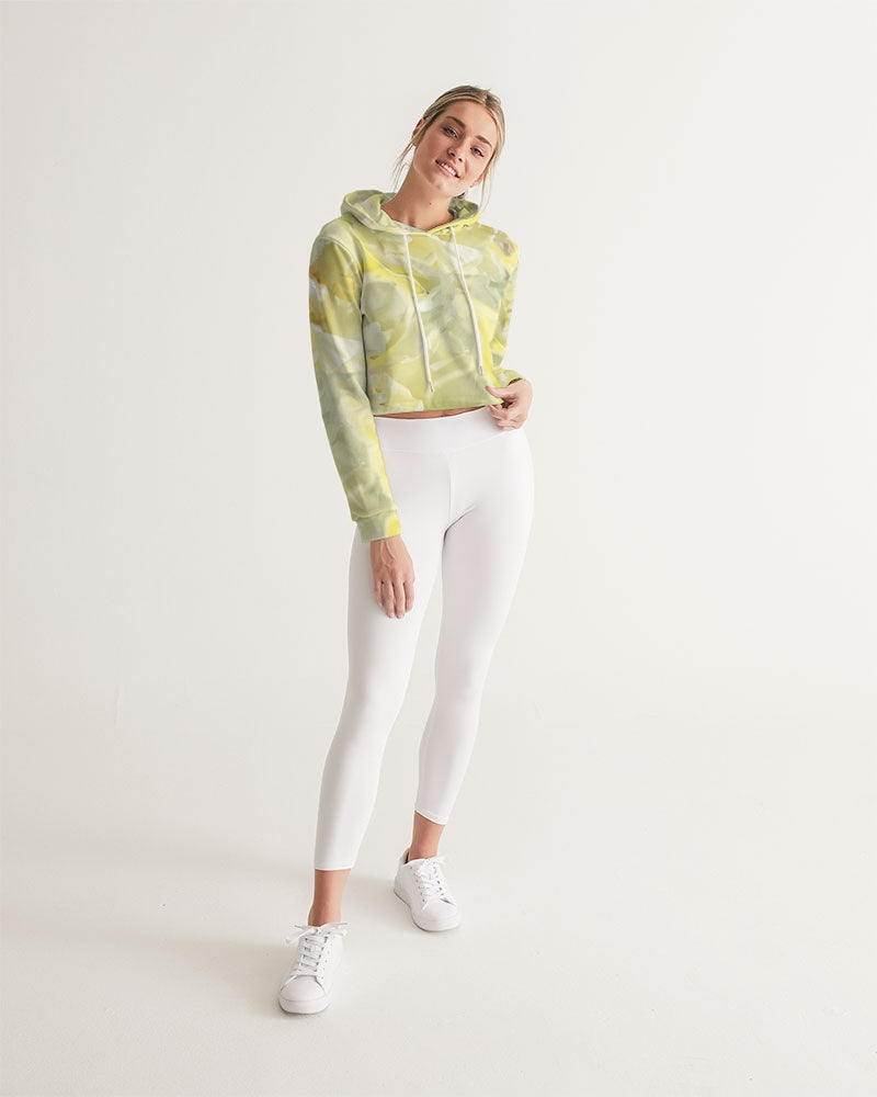 Yellow Peony Women's Cropped Hoodie