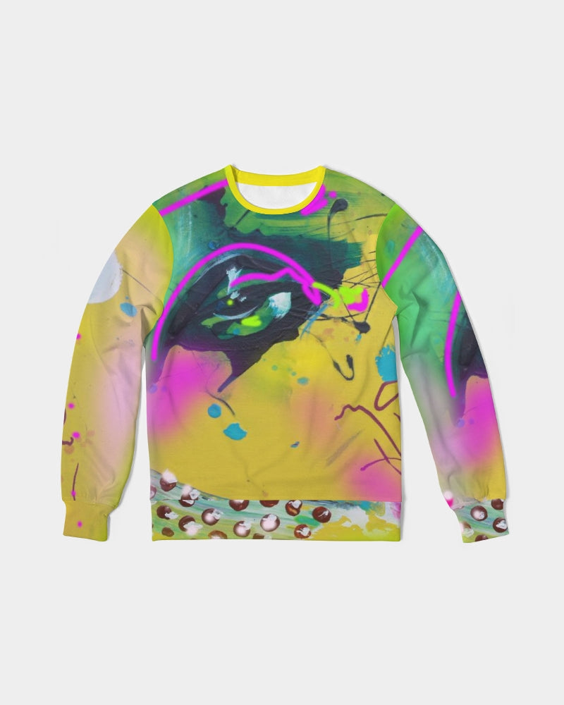 Abstract Yellow Men's Classic French Terry Crewneck Pullover