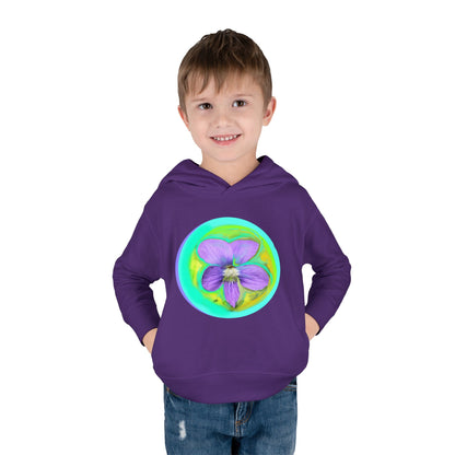 Toddler Floral Fleece Hoodie - Vibrant Purple Blossom Design