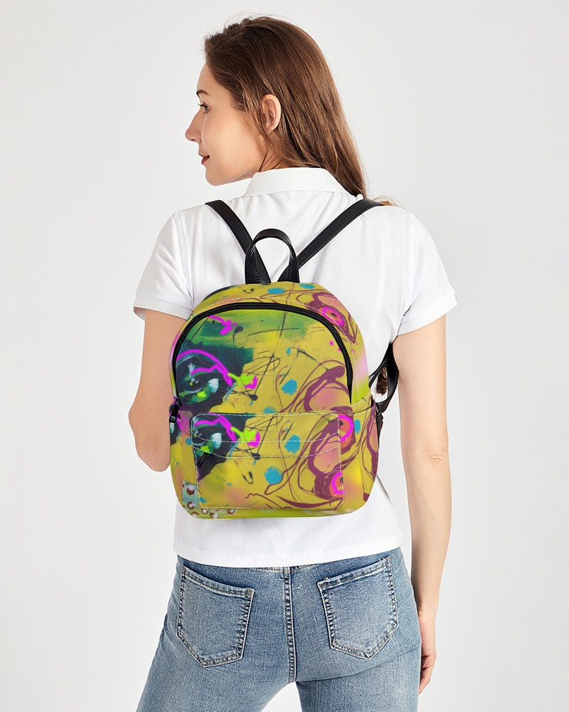 Abstract Yellow Mini Canvas Backpack