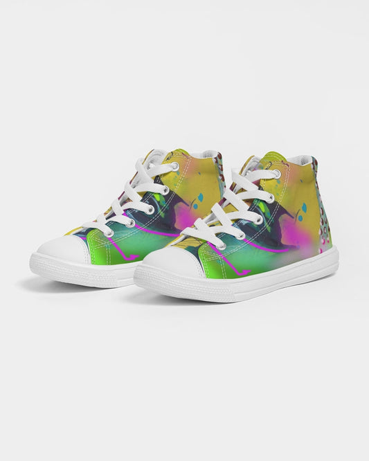 Abstract Yellow Kids Hightop Canvas Shoe