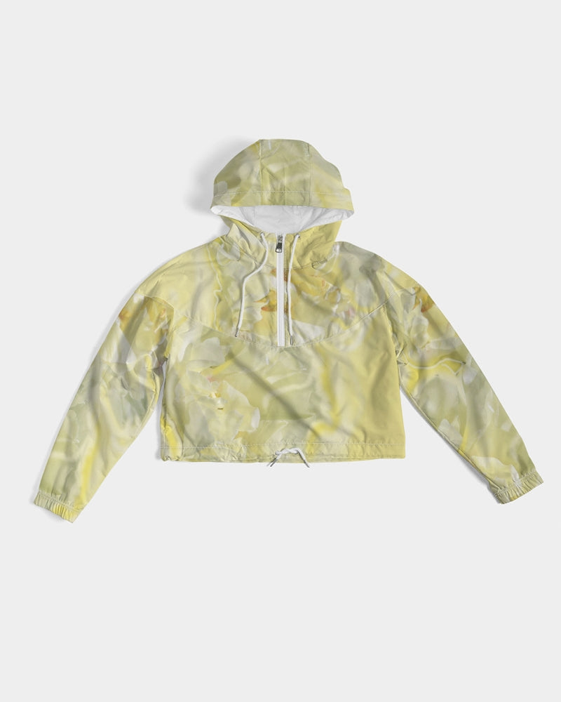 Yellow Peony Women's Cropped Windbreaker