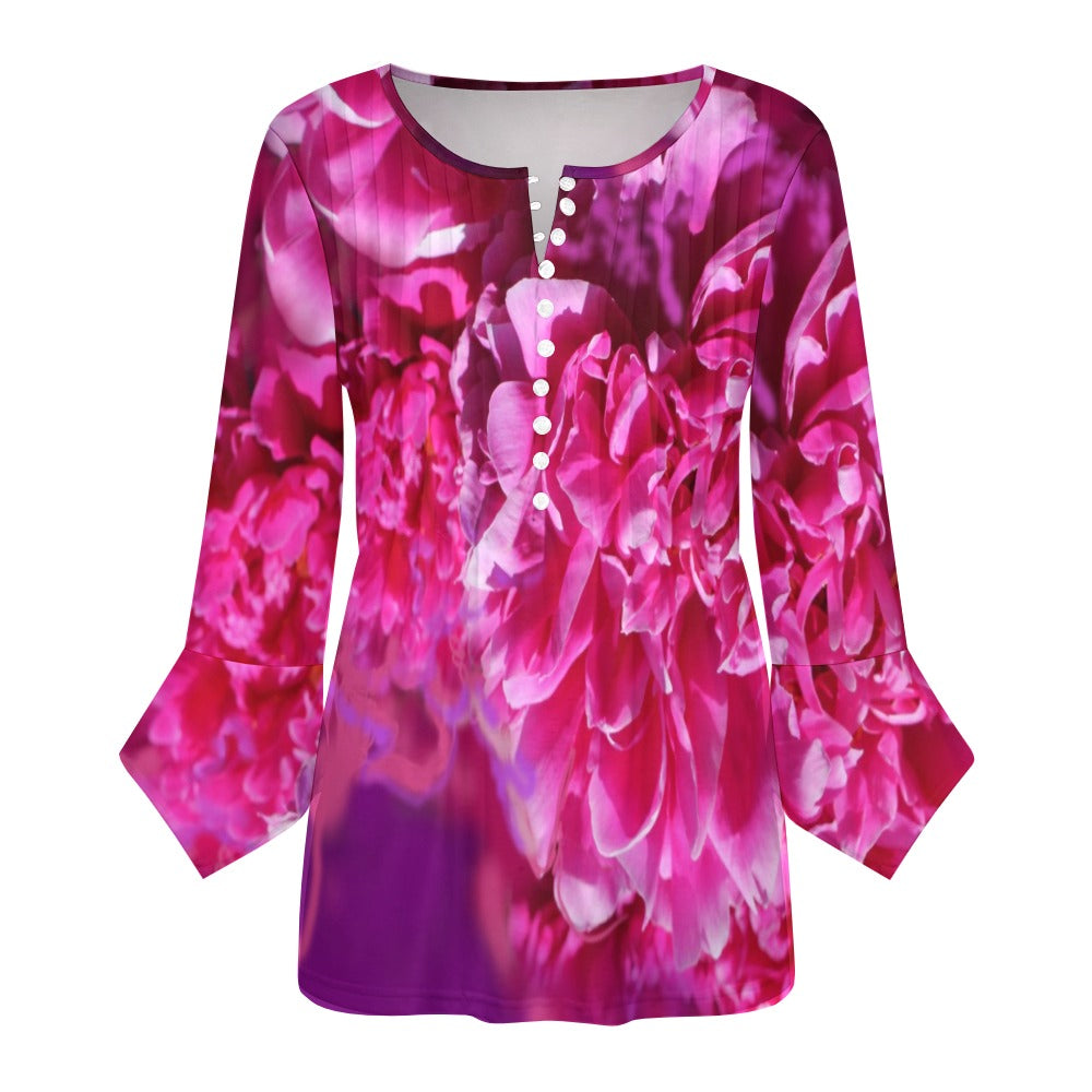 Women's ruffled petal sleeve top