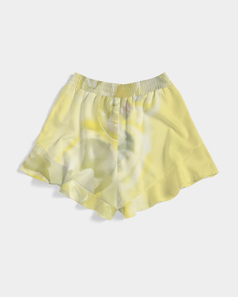 Yellow Peony Women's Ruffle Shorts