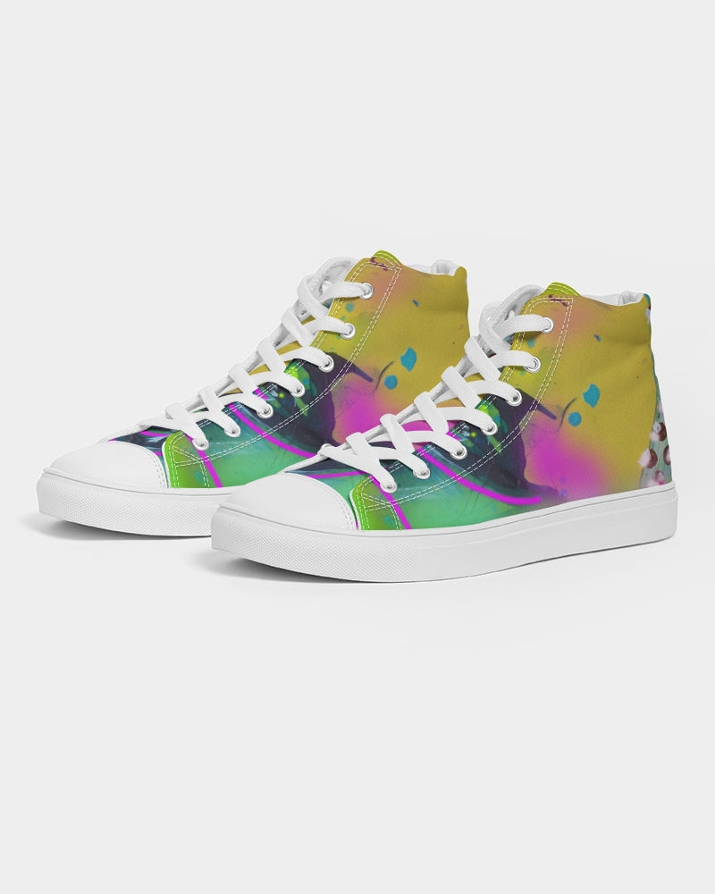 Abstract Yellow Women's Hightop Canvas Shoe