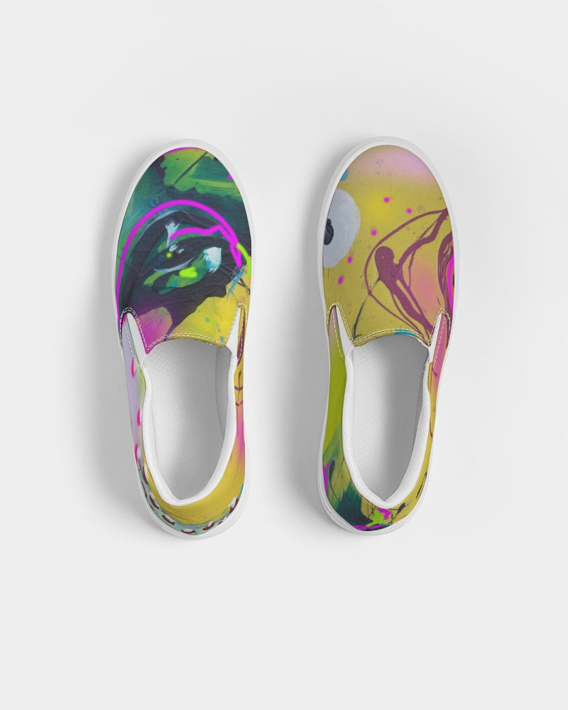 Abstract Yellow Women's Slip-On Canvas Shoe