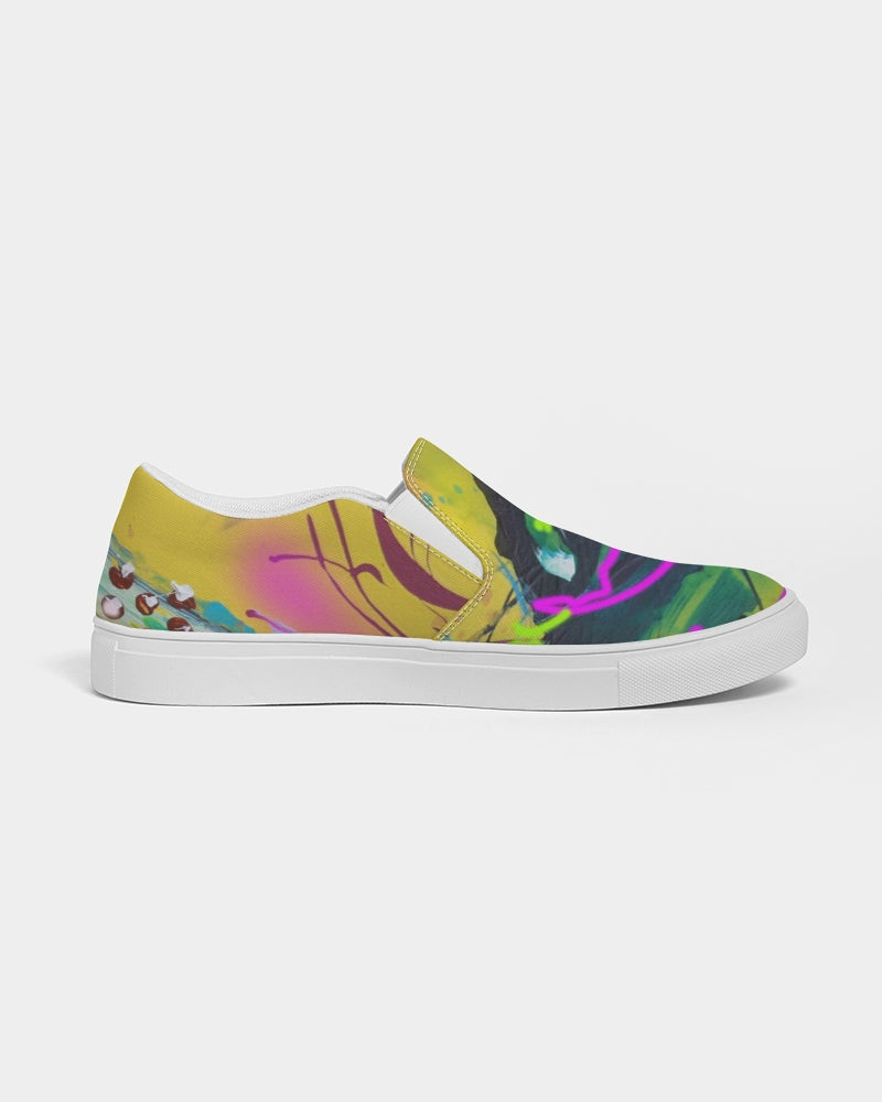 Abstract Yellow Women's Slip-On Canvas Shoe