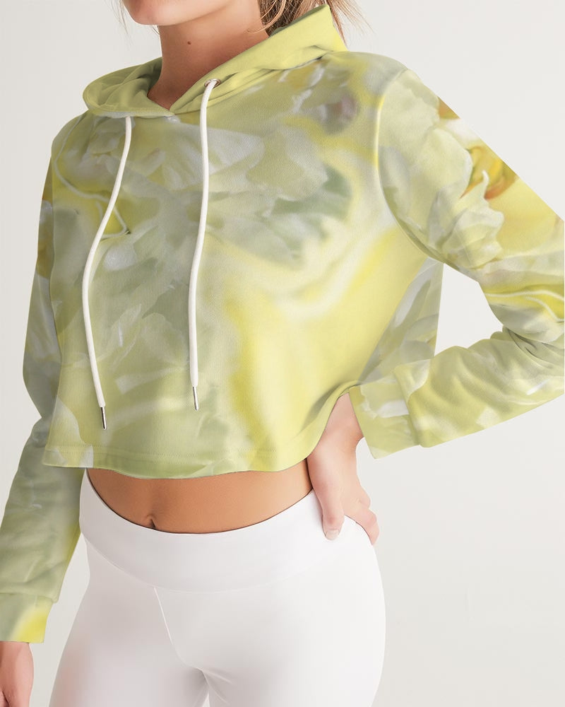 Yellow Peony Women's Cropped Hoodie