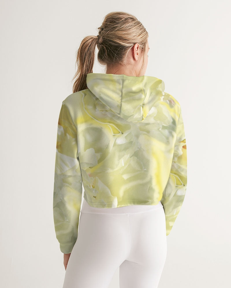 Yellow Peony Women's Cropped Hoodie