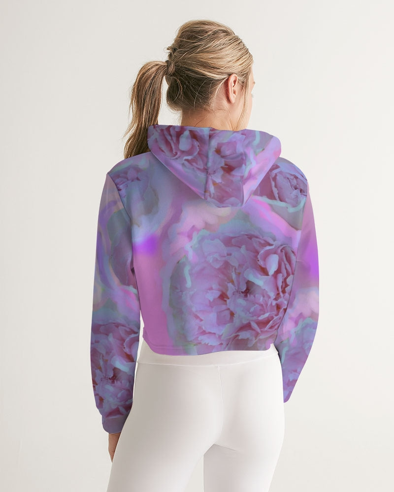 Peony Floral Women's All-Over Print Cropped Hoodie