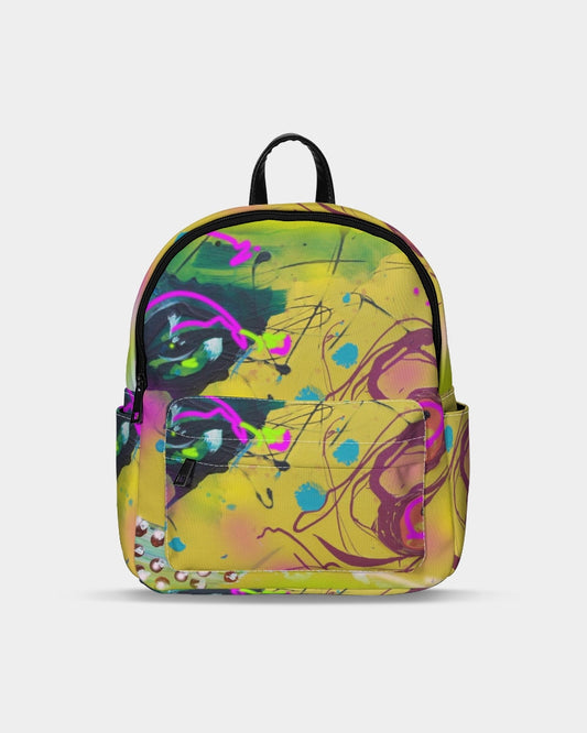 Abstract Yellow Mini Canvas Backpack