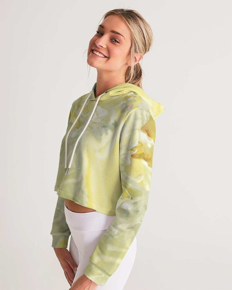 Yellow Peony Women's Cropped Hoodie