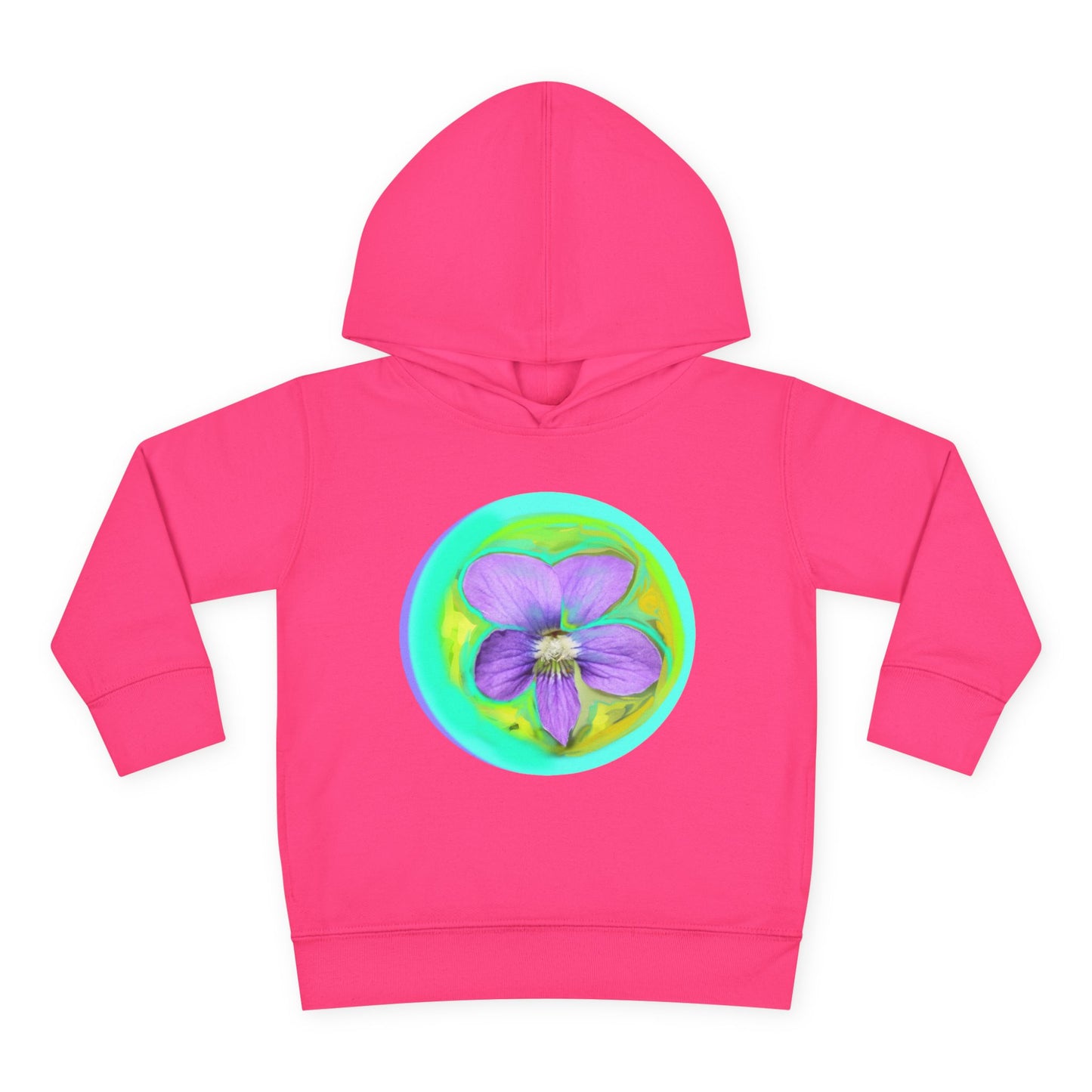 Toddler Floral Fleece Hoodie - Vibrant Purple Blossom Design