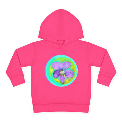 Toddler Floral Fleece Hoodie - Vibrant Purple Blossom Design