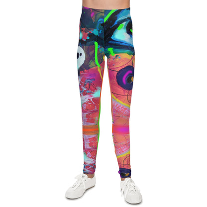 Vibrant Youth Leggings with Abstract Art - Colorful Fitness Apparel