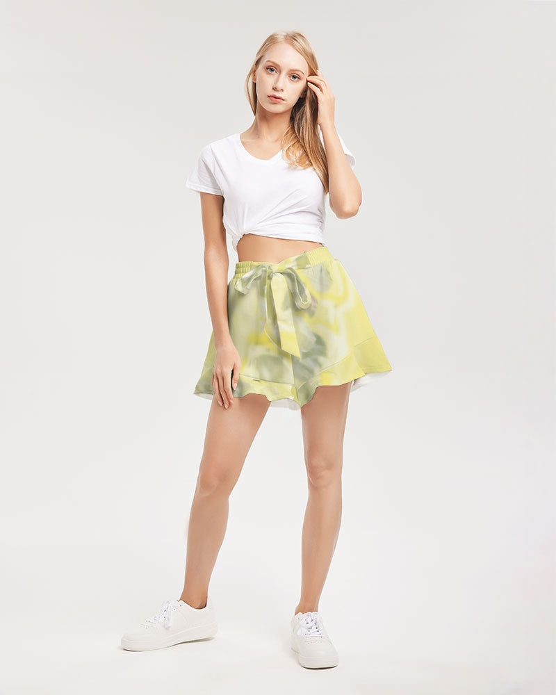 Yellow Peony Women's Ruffle Shorts