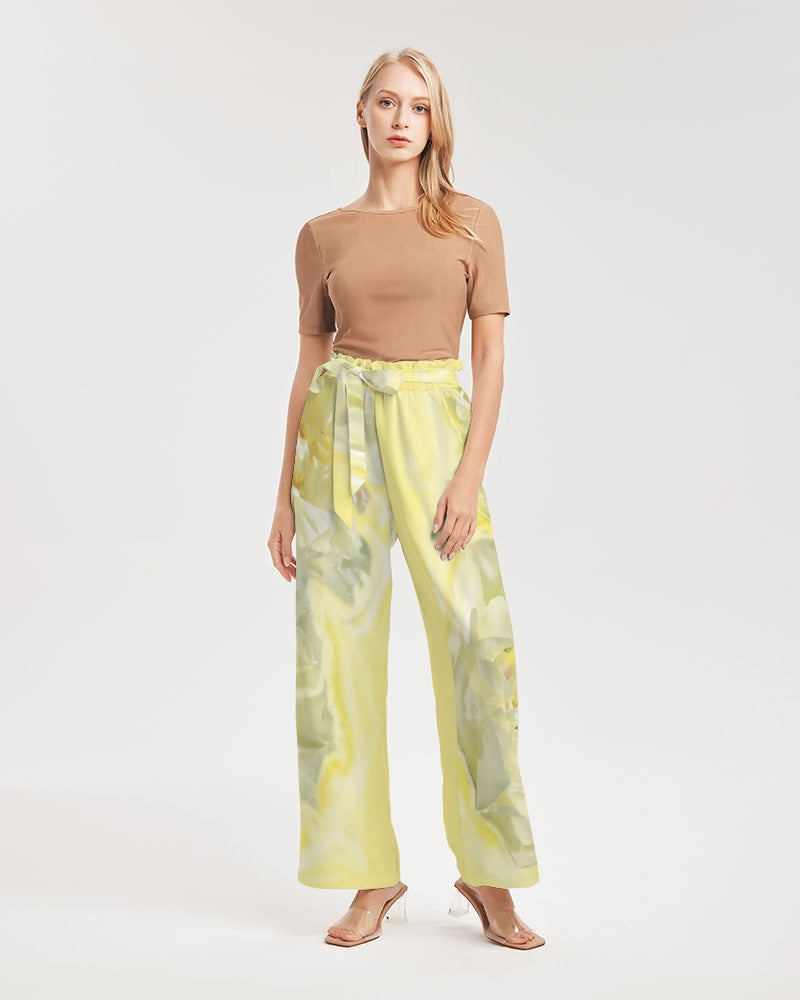 Yellow Peony Women's High-Rise Wide Leg Pants